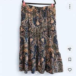 Untagged Paisley Midi Skirt Size XL w/ Elastic Brand